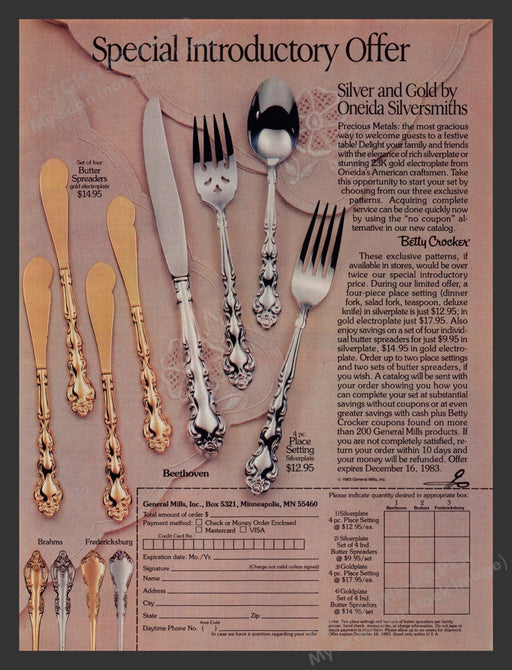 Oneida 1980s Print Advertisement 1983 Beethoven Brahms Fredericksburg Fetch the Paper!