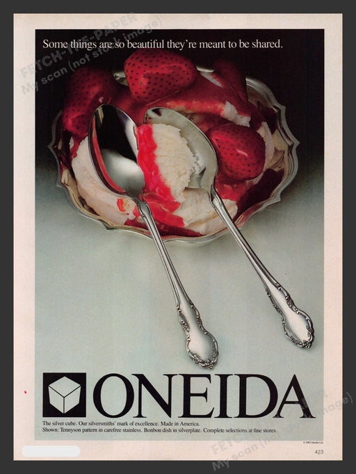 Oneida Tennyson Pattern 1980s Print Advertisement 1983 Fetch the Paper!