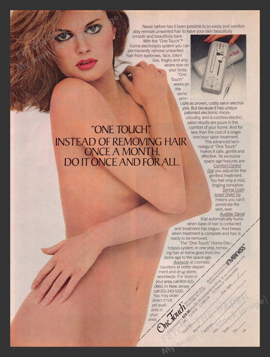OneTouch Hair Removal by Inverness Promo 1980s Print Advertisement 1981 Fetch the Paper!