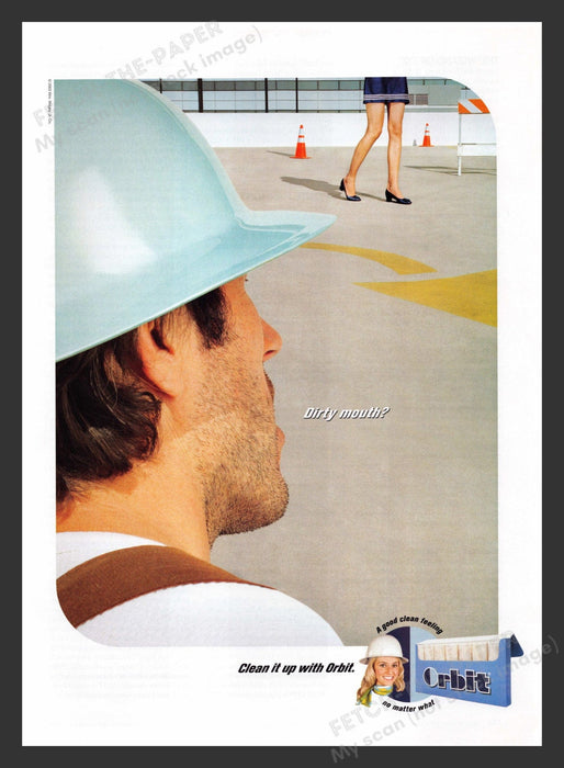 2003 Orbit Gum Dirty Mouth Construction Worker Cat Calls Print Advertisement Ad