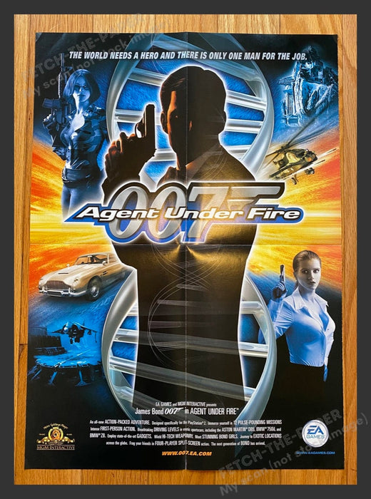 ORIGINAL Video Game 2001 POSTER 14.5" x 20.5" 007 Agent Under Fire