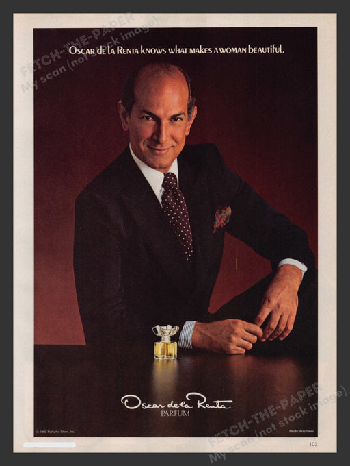 Oscar de la Renta Parfum Perfume 1980s Print Advertisement 1980 Fetch the Paper!