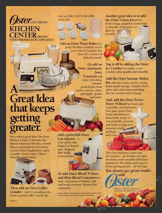 1983 Oster Electronic Kitchen Center Print Advertisement Ad