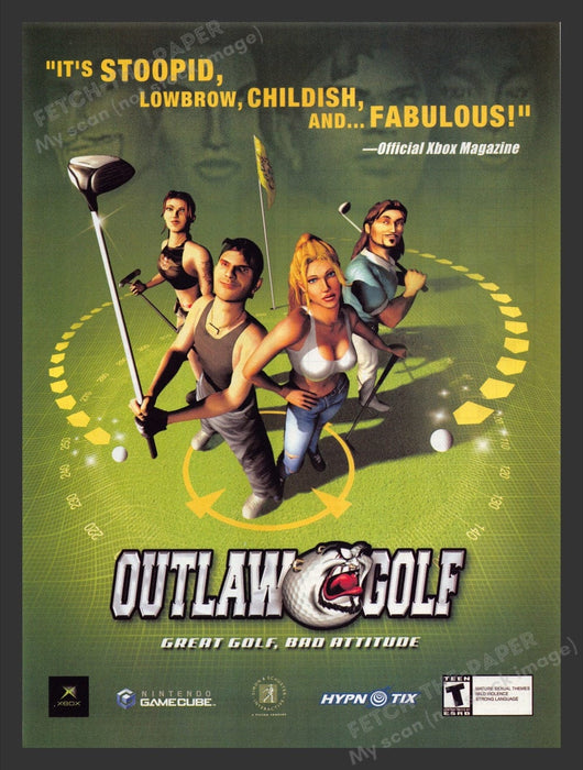 2002 Outlaw Golf "Great golf, bad attitude" Video Game Print Advertisement