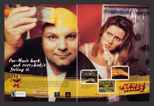 2002 Pac-Man 2 Bald Head Video Game Print Advertisement (2 Pages)