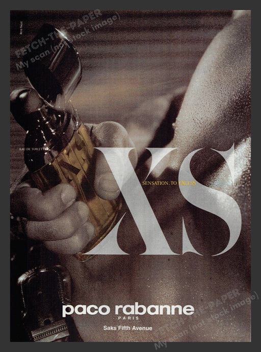 Paco Rabanne 1990s Print Advertisement 1994 Cologne XS Sexy Chest Fetch the Paper!
