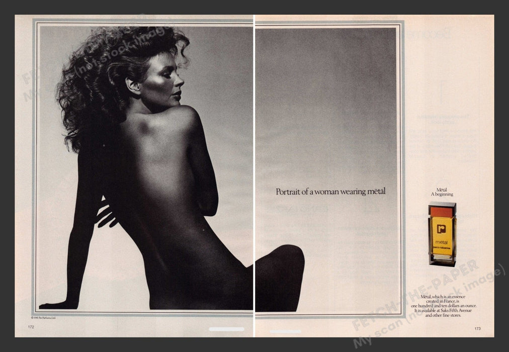 Paco Rabanne Metal Fragrance Portrait 1980s Print Advertisement (2 pages) 1981 Fetch the Paper!