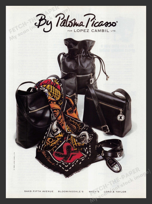 Paloma Picasso for Lopez Cambil Handbags 1990s Print Advertisement 1994 Fetch the Paper!