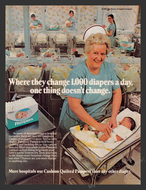 1982 Pampers Diapers Hospital Nursery Print Advertisement Ad