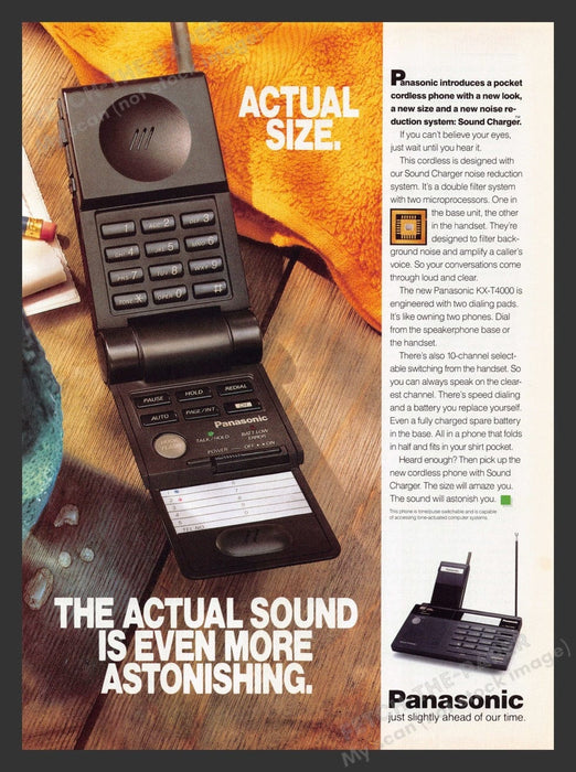 1990 Panasonic KX-T4000 Pocket Cordless Phone Print Advertisement Ad