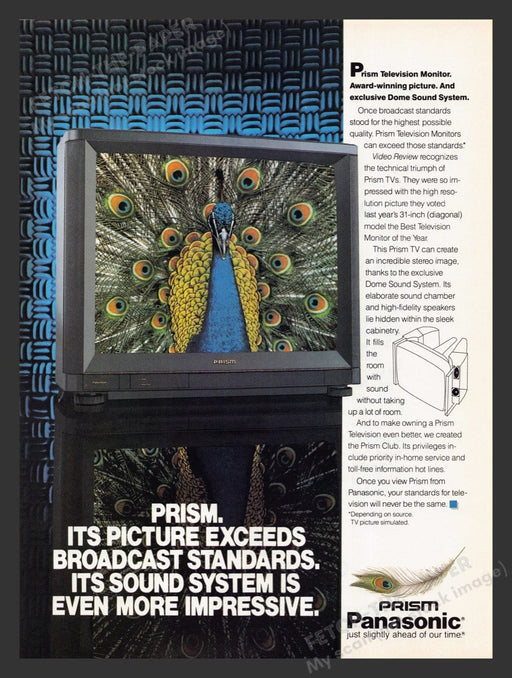 1989 Panasonic Prism Television Peacock Print Advertisement Ad