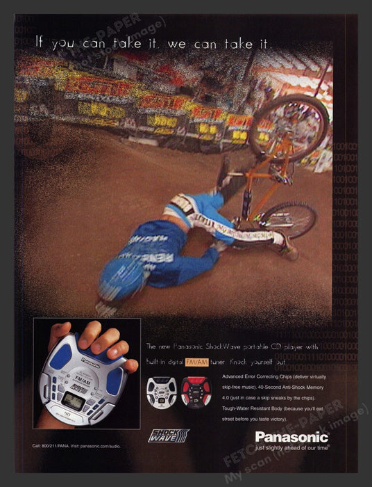 2000 Panasonic Shock Wave BMX Crash Radio Print Advertisement Ad.