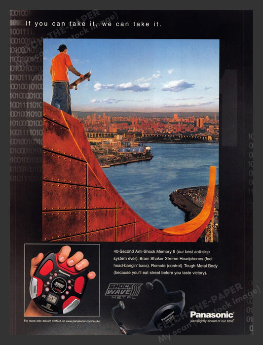 1999 Panasonic Shock Wave CD Player Skateboarding Print Advertisement Ad.