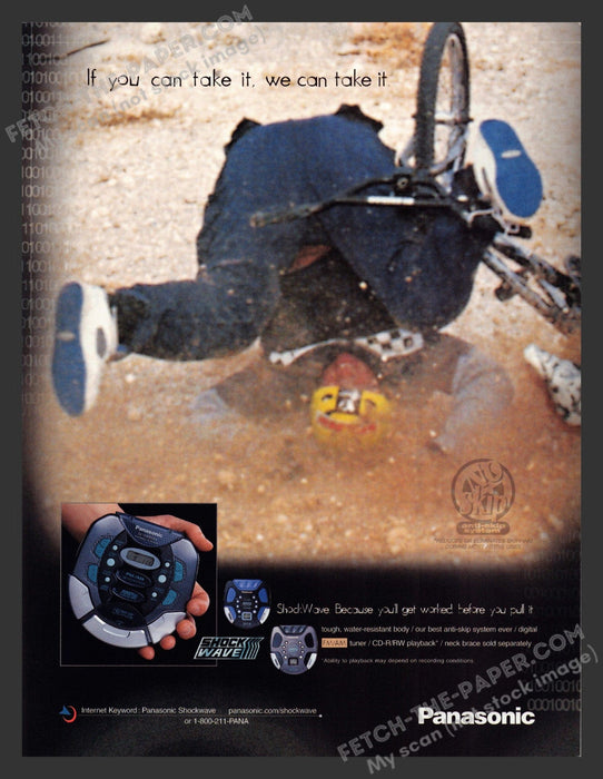 2001 Print Advertisement Panasonic ShockWave CD Player Music Ad.