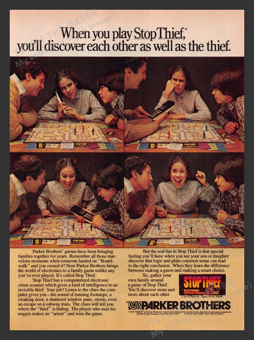1980 Parker Brothers Stop Thief Cop & Robbers Game Print Advertisement Ad