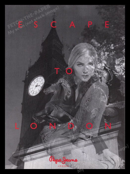 Pepe Jeans London 1990s Print Advertisement Ad 1995 Big Ben Clock England Fetch the Paper!