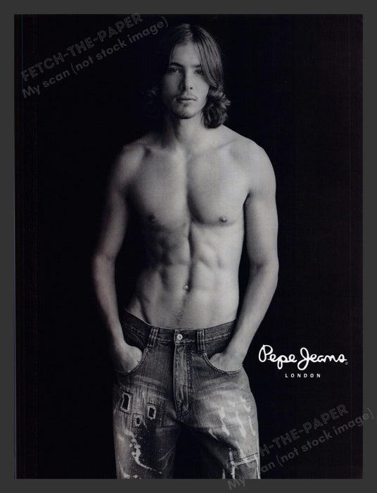 2002 Pepe Jeans London Sexy Shirtless Male Model Print Advertisement.