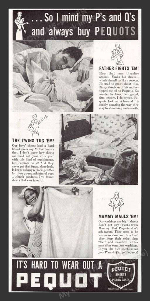 1940 Pequot Sheets & Pillowcases House Print Advertisement Ad