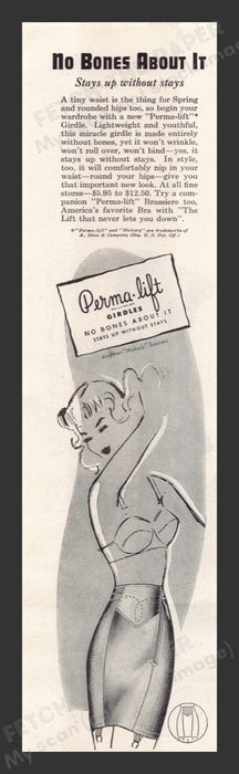 1948 Perma Lift Girdles "No Bones About it" Print Advertisement Ad