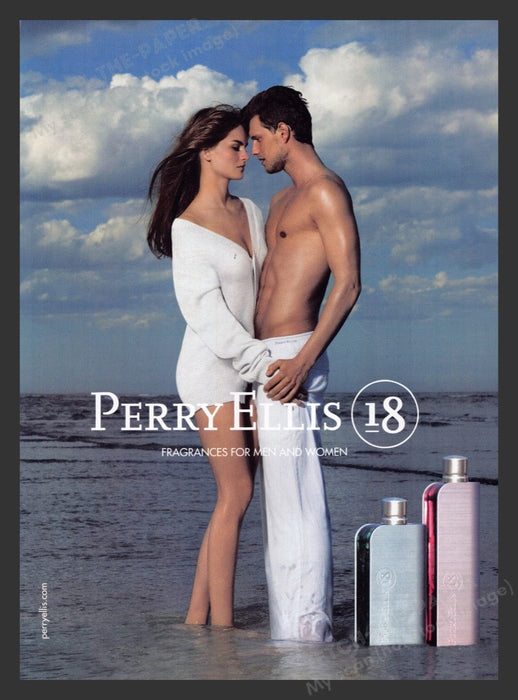 2007 Perry Ellis 18 Fragrances Sexy Couple Beach Water Print Advertisement Ad