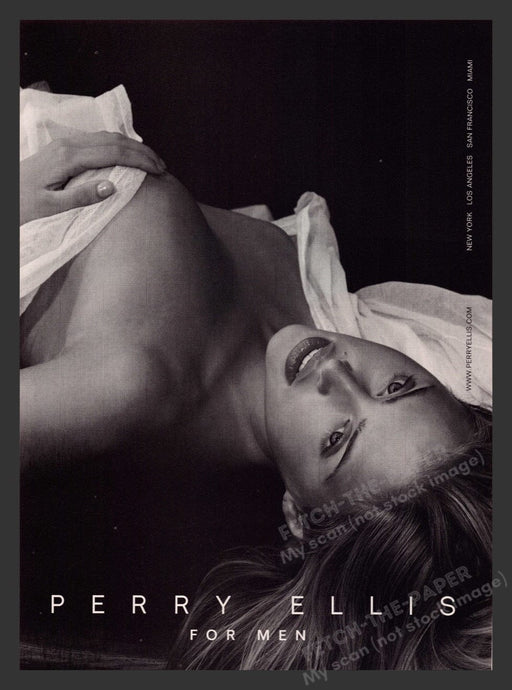 1999 Perry Ellis For Men Estella Warren Sexy Naked Print Advertisement Ad