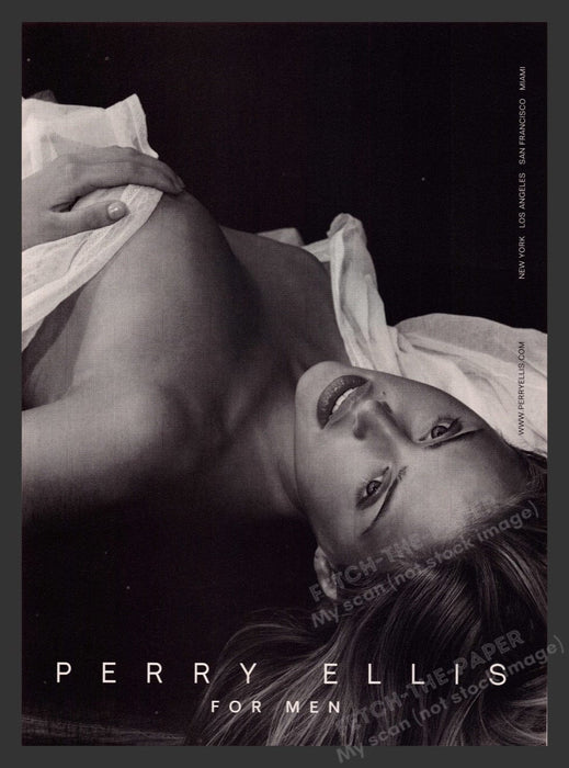1999 Perry Ellis For Men Estella Warren Sexy Naked Print Advertisement Ad