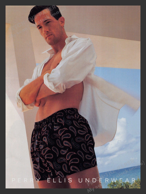 Perry Ellis Men Underwear Ocean Breeze 1990s Print Advertisement 1993 Fetch the Paper!