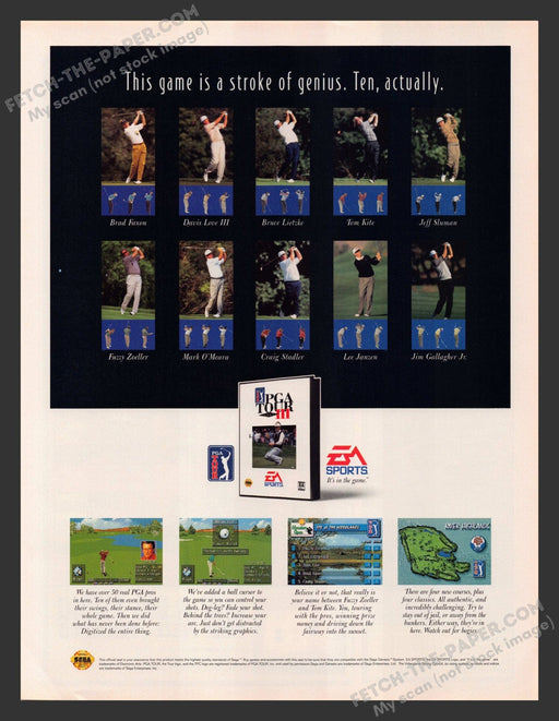 1994 Print Advertisement PGA Tour III Sega Video Game Ad.