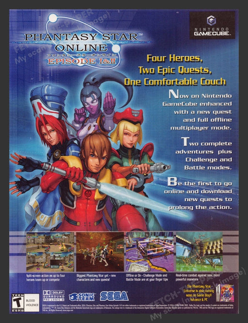 2002 Phantasy Star Online Episode I & II Video Game Print Advertisement