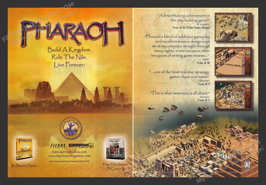 2000 Print Advertisement 2 Page Pharaoh Video Game Ad.
