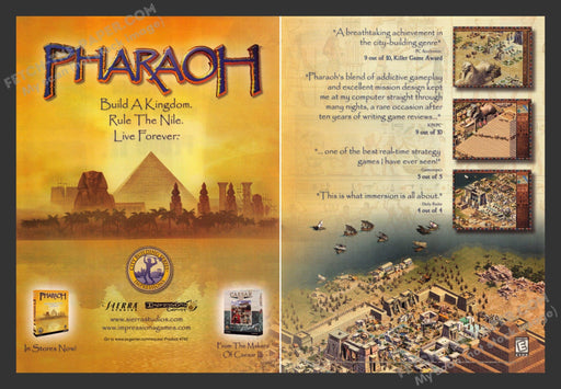 2000 Print Advertisement 2 Page Pharaoh Video Game Ad.