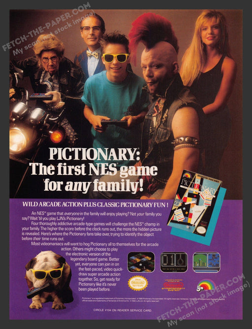 1990 Print Advertisement Pictionary Power Play Video Game Ad.