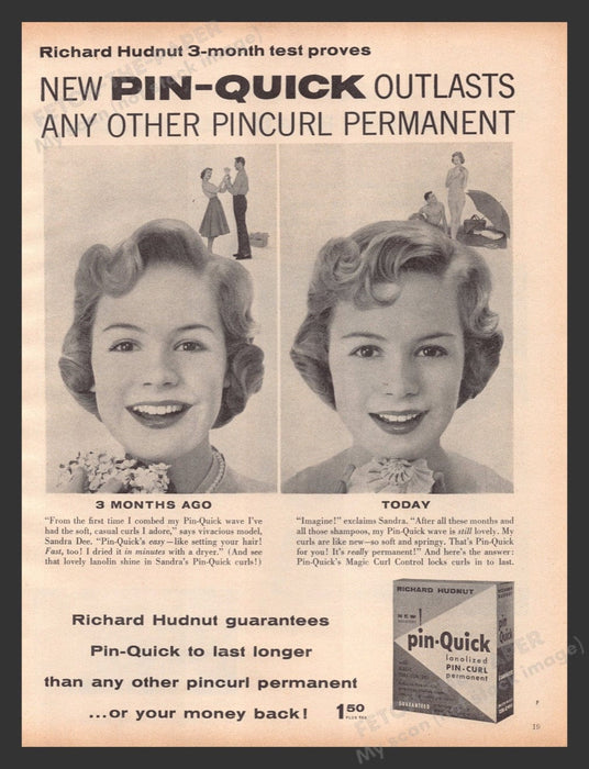 1956 Pin-Quick Pin Curl Permanent Hair Print Advertisement Ad