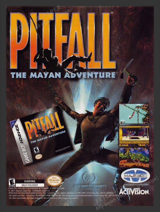 2001 Pitfall: The Mayan Adventure Video Game Print Advertisement