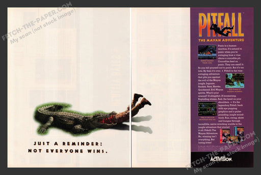 1994 Print Advertisement 2 Page Pitfall The Mayan Adventure Video Game Ad.