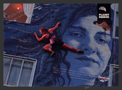 Planet Reebok Nancy Feagin Rock Climber 1990s Print Advertisement Ad 1994 Fetch the Paper!