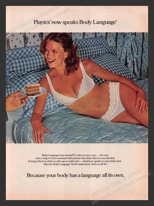 1980 Playtex Body Language Lace Bra & Panties Birthday Print Advertisement Ad