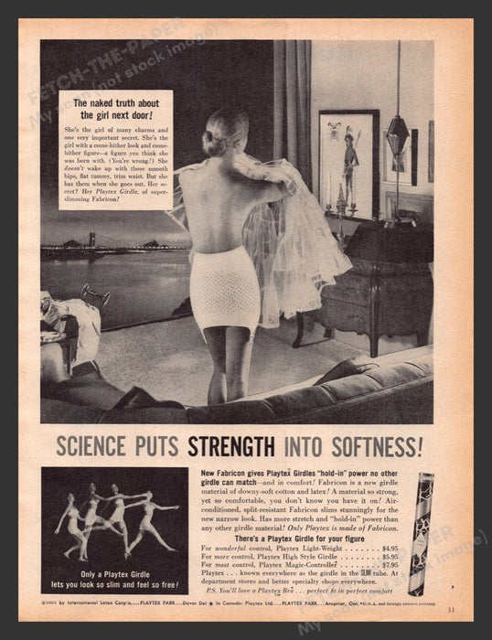 1956 Playtex Girdle Fabricon Naked Truth Print Advertisement Ad