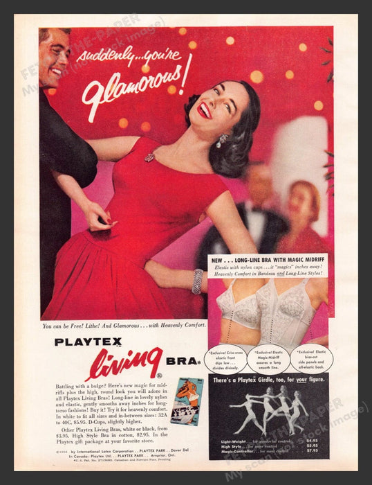 1956 Playtex Living Bra Dancing Color Print Advertisement Ad