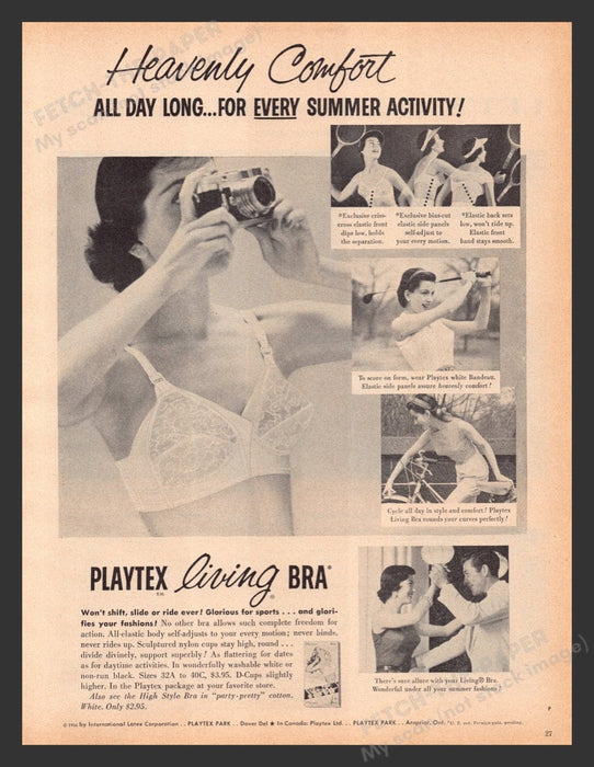 1956 Playtex Living Bra Summer Activities Print Advertisement Ad