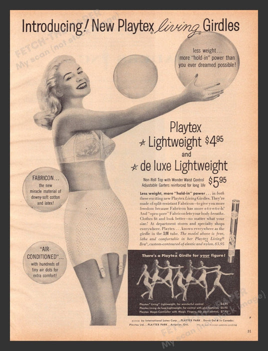 1956 Playtex Living Girdles Bubbles Print Advertisement Ad
