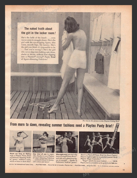 1956 Playtex Panty Brief Girls' Locker Room Lingerie Print Advertisement Ad