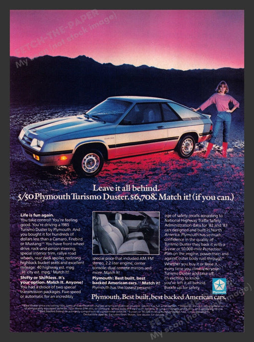 1984 Plymouth Turismo Duster Sunset Print Advertisement Ad