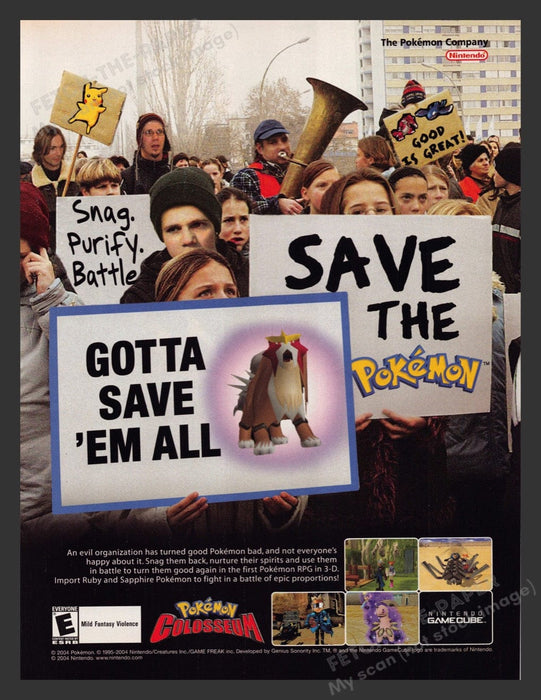 2004 Pokemon Colosseum "Save the Pokemon!" Video Game Print Advertisement