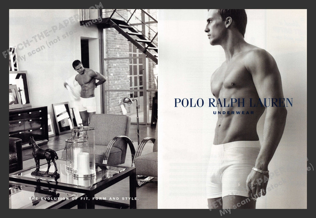 2001 Polo Ralph Lauren Men's Underwear Beefcake Print Advertisement (2 Pages).