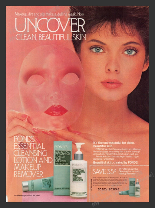 1983 Pond's Essential Cleansing Lotion & Makeup Remover Print Advertisement Ad