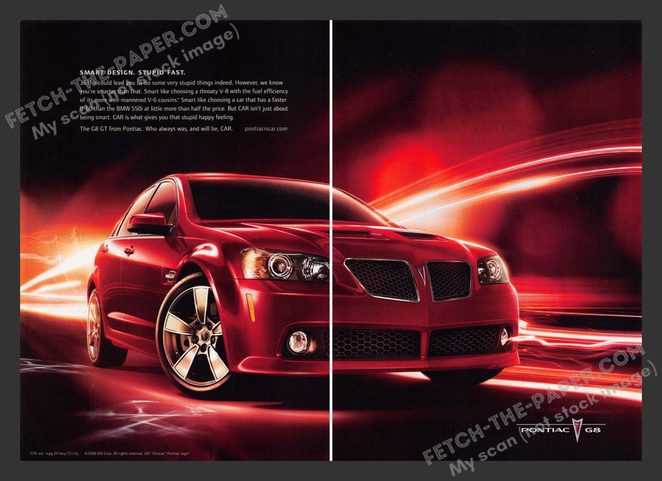 2008 Print Advertisement 2 Page Pontiac G8 GT Ad.