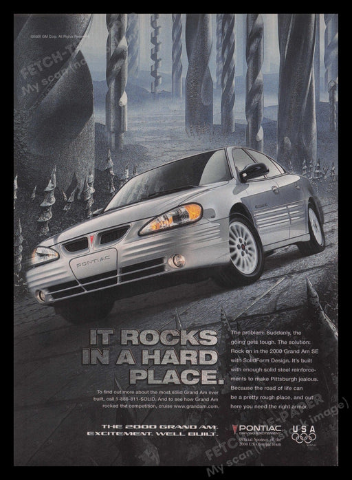 Pontiac Grand Am SE 2000s Print Advertisement 2000 Car Drill Bit Fetch the Paper!