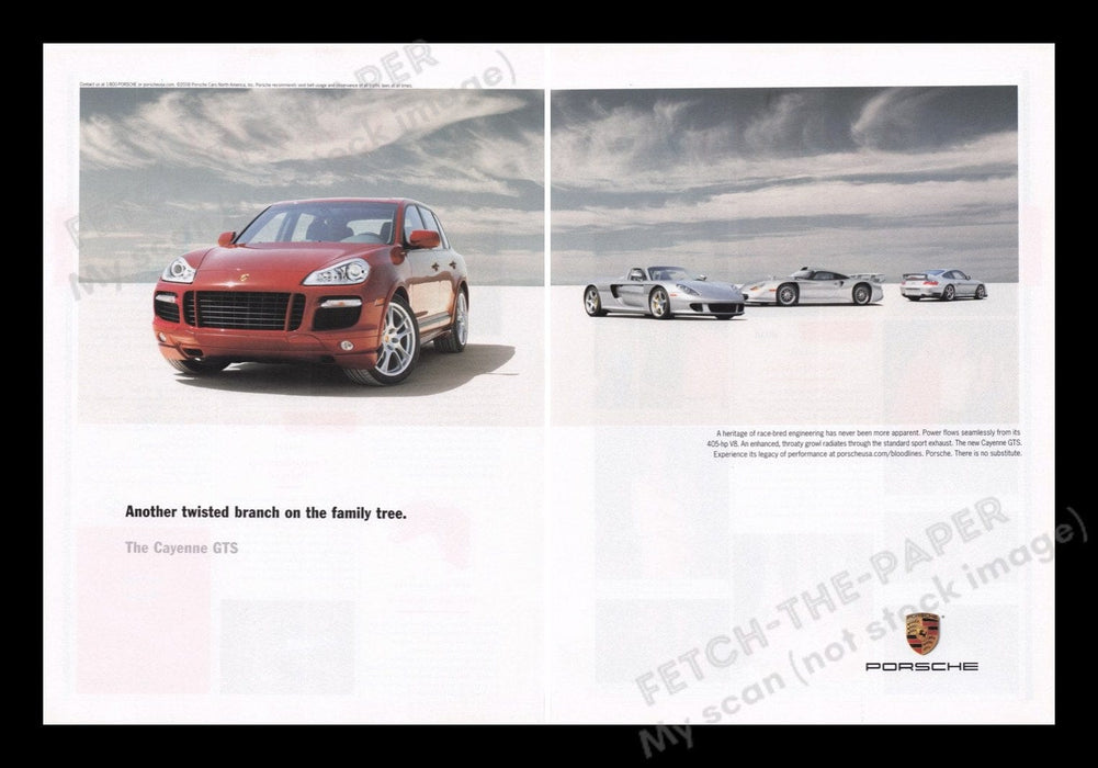 Porsche Cayenne GTS Car 2000s Print Advertisement (2 pages) 2008 Fetch the Paper!