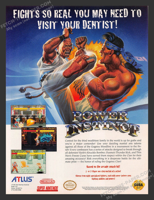 1994 Print Advertisement Power Instinct Gogetsu Oyama Fighting Video Game Ad.